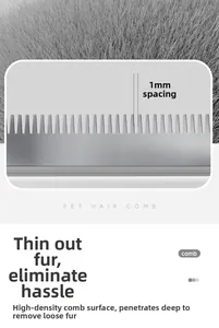 Detail view of 1mm spacing stainless steel pins on a pet deshedding grooming comb
