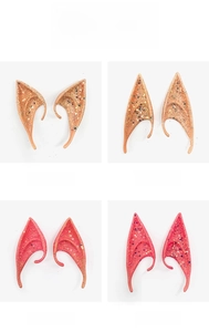 Glittery latex elf ears in skin pink and bright pink colors with 10cm and 12cm sizes