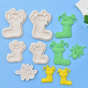 Christmas stocking and holly pine cone silicone mold for DIY soap and candle making