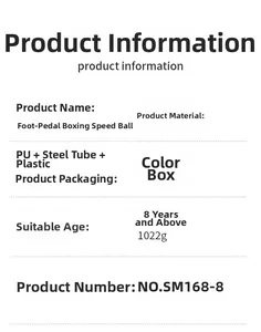 Specifications for adjustable height kids boxing speed ball set with PU and steel materials