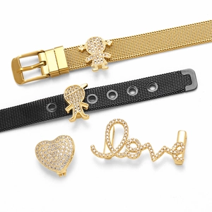 DIY Armbänder aus Edelstahl in Gold und Schwarz mit Kristall-Herz und Kinderanhängern