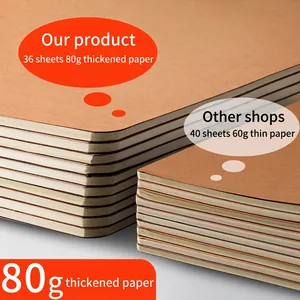 B5 Kraft notebook featuring 36 sheets of premium 80g thickened eye-care paper