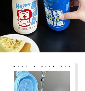 Detail showing dual drinking lid design and direct spout on high capacity cartoon water bottle