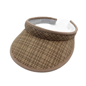 Kids brown checkered woven sun visor hat for summer outdoor sports and beach travel