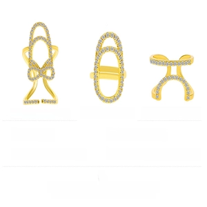 Detailed spec sheet of copper nail rings with cubic zirconia inlay and size dimensions