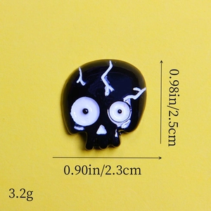 Large black resin skull charm for Halloween DIY crafts with size measurements shown