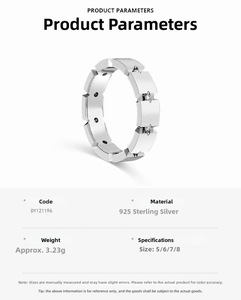 Detail view of S925 sterling silver geometric ring featuring frosted texture and zircon stones