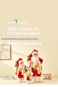 Three-piece set of sequined Santa Claus figurines in different sizes for home decor