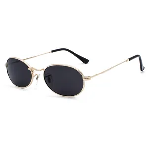 Vintage Oval Sunglasses Metal Frame UV400 Protection Retro Punk Hip Hop Eyewear For Men And Women