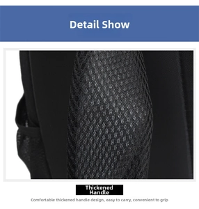 Close-up of thickened breathable mesh handle on the black casual laptop backpack
