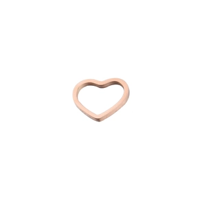 Polished rose gold hollow heart-shaped titanium steel ring on white background