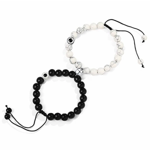 Magnetic Natural Stone Beaded Bracelets Heart Attraction Clasp Evil Eye Jewelry For Couples Friends Romantic Gift