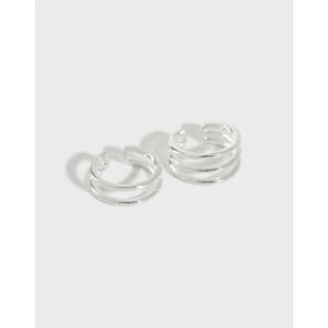 925 Sterling Silver Minimalist Double Triple Layer Ear Clips For Women Korean Style Geometric Non Pierced Earrings Fashion Jewelry