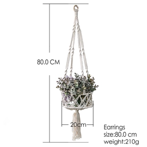 Detail showing macrame cat hammock dimensions 80cm length and 20cm basket diameter