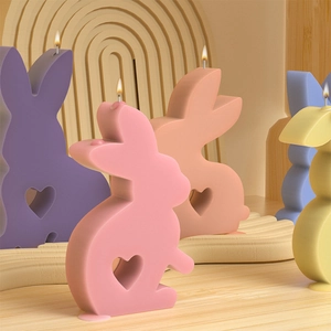 Easter bunny silicone molds for DIY resin candles with heart-shaped hollow designs