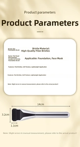Detailed size parameters of flat head silver foundation brush with fiber bristles