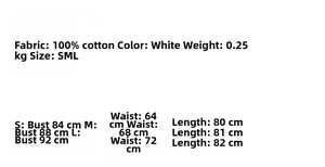 Detailed size chart for the white ruffles mini dress with bust and length specs