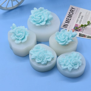 Ensemble de moules en silicone rose 3D pour bougies DIY et savon artisanal en résine