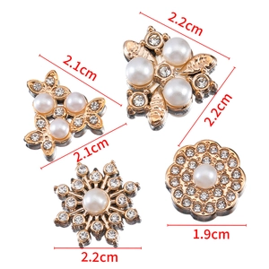 Golden flower and butterfly charms with pearls and rhinestones in various sizes
