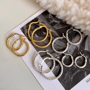 Twisted Rope Hoop Earrings 925 Sterling Silver Minimalist Trendy Geometric Circle Jewelry For Women