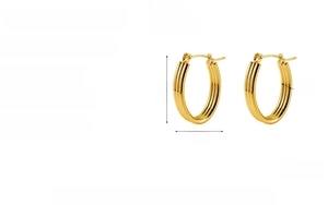 Detailed size specifications for gold plated stainless steel layered U-shaped earrings