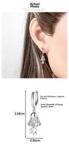 Detailed size measurement of Christmas bell pendant earring showing height and width dimensions