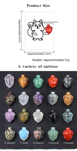 Detailed size specifications and 20 varieties of natural gemstone acorn pendants