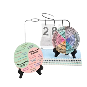 Mental health emotion wheel and control circle set with display stands for office