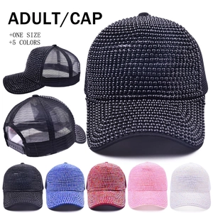 Casquette De Baseball Mode Femme Avec Fausses Künstliche Perles Et Rhinestones Mesh Respirant Réglable Snapback Chapeau De Soleil Extérieur