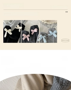 Detail of sweet mid-calf cotton socks featuring delicate 3D bowknot and ribbed texture