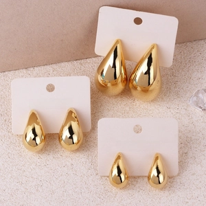 Teardrop Stud Earrings Copper High Polished Gold Silver Minimalist Chunky Waterdrop Jewelry For Women