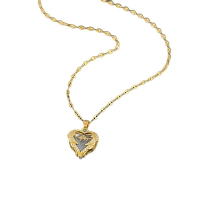 Titanium steel heart necklace with glittering crystal stone on a clean white background