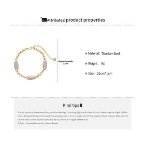 Dettaglio del bracciale bicolore in acciaio al titanio con strass e misure specifiche