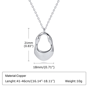 Detailed specs of the irregular hollow pendant necklace in silver finish copper