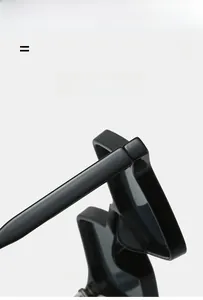 Detail of high-elastic hinge and glossy black texture on small frame sunglasses