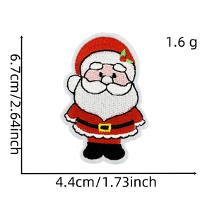 Detailed view of Santa Claus embroidered patch with dimensions 6.7cm by 4.4cm