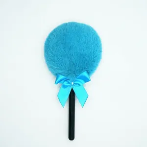 Blue fairy lollipop powder puff with soft plush top and satin bow for body makeup