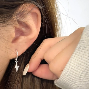 Elegant Lightning Rhinestone Copper Hoop Earrings For Women With 925 Sterling Silver Earring Post Minimalist Jewelry