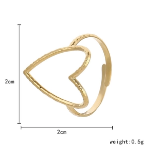 Minimalist golden open heart ring in hollow stainless steel design for women