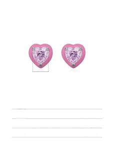Technical specs for 925 sterling silver heart earrings with pink enamel and zircons
