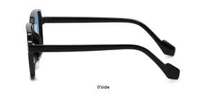 Side view profile of black oversized sunglasses showing sleek frame and non-slip temple tips