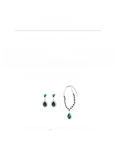 Détails de parure bijoux émeraude en cuivre et strass avec dimensions précises
