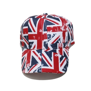 Vue de face de la casquette Union Jack britannique avec une texture vintage usée