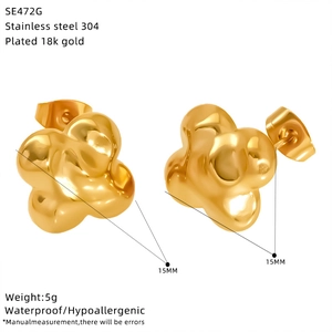 Detail specifications of 18k gold plated stainless steel hammered geometric earrings