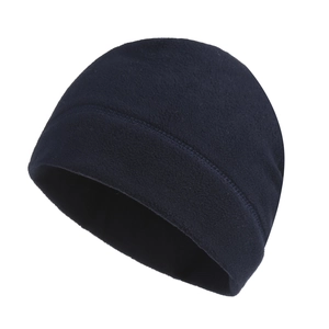 Navy blue polar fleece thermal cycling skull cap for winter helmet liner and ear protection