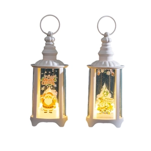 White Christmas LED lanterns with Santa and tree patterns for holiday home decoration