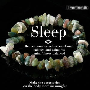 Natural moss agate irregular stone bracelet for mindfulness and emotional balance