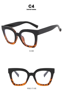 Detailed views of cat-eye anti-blue light glasses in black and tortoiseshell color blocking