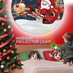 Lampe de projection de Noël pour enfants avec motifs Père Noël et rennes