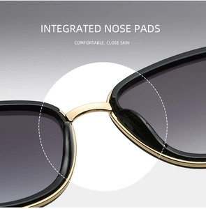 Detail of integrated nose pads on oversized butterfly sunglasses for comfort